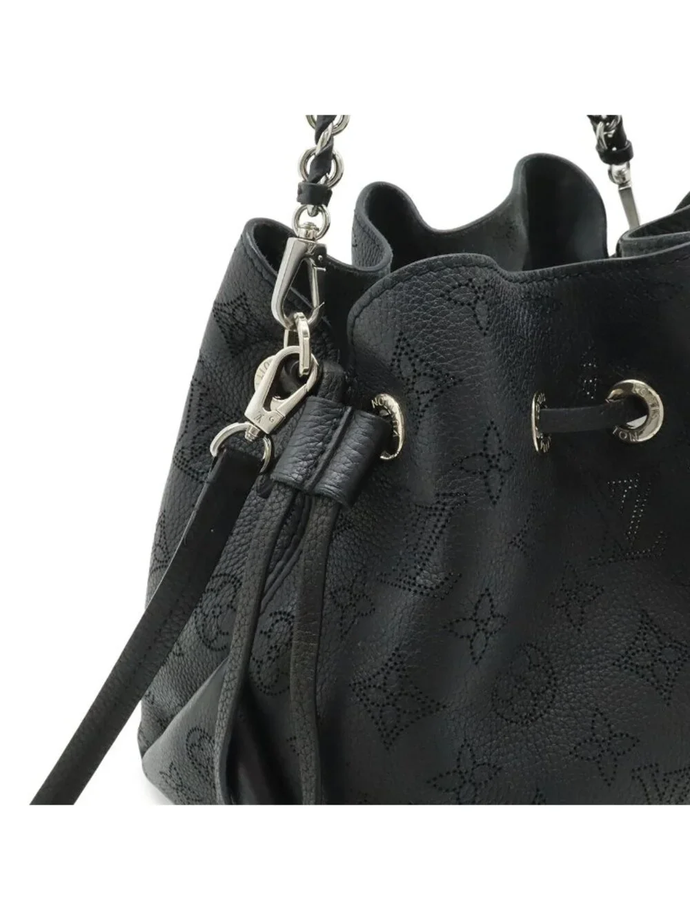 Louis Vuitton Mahina Bella Shoulder Bag 2-Way Chain Drawstring Noir Black Silver